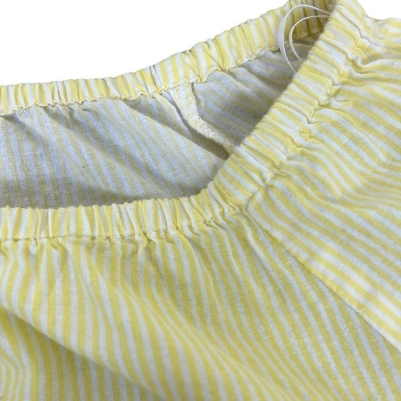 Fever Boho Peasant Blouse with Embroidered Bell Sleeves Yellow White Striped L - Picture 12 of 15